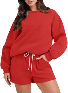 Fabriqué en usine Logo personnalisé 2 pièces 100% coton polaire femmes ensembles courts hiver décontracté Streetwear Sweat Shorts sweat tenues - Product Image 2