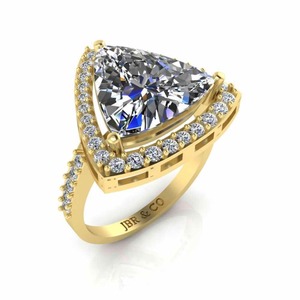 À la mode trillion coupe diamant or jaune 925 argent Sterling Halo ensemble bague de fiançailles pour les femmes mariage au prix de gros - Product Image 2