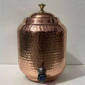 Pot distributeur d'eau en cuivre antique en métal martelé pur personnalisé taille traditionnelle écologique et jetable comprend un couvercle - Product Image 6