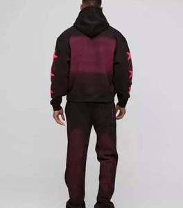 Chándal personalizado de algodón 100% para hombre, pantalones de chándal desgastados con lavado ácido y Sudadera con capucha de talla grande de peso pesado para invierno - Product Image 6