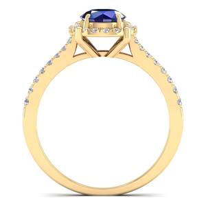 Anillo de Oro Sólido de 14K con Diamante y Piedra Natalicia, Diseño Nuevo de REYES, Corte Brillante Redondo, Zafiro Azul de 0.84 Quilates, para Mujer - Product Image 4