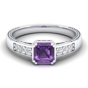 แหวนหมั้นเพชรโมอิสซาไนต์ทองคำแท้ 14K ขายดีของ REYES สำหรับผู้หญิง ทรงเหลี่ยมมรกต 0.75 กะรัต แหวนพลอยอเมทิสต์สำหรับผู้หญิง - Product Image 5