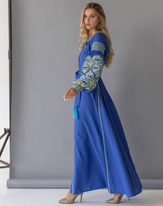 Recién llegado, vestido de cambio con bordado Floral para mujer, elegante vestido de encaje rumano decorado hasta el tobillo hasta la mitad, 100% algodón - Product Image 3