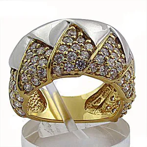 "Women's Luxury Rhodium Plated 14k <b>Gold</b> <b>Cocktail</b> Ring with Cut Diamonds" - Product Image 2