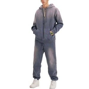 Conjunto Deportivo Unisex Personalizado, Pantalones Deportivos Apilados, Ropa Deportiva Urbana, Sudadera con Capucha Lavada al Ácido, Conjunto Deportivo para Hombre, Chándal 2026 - Product Image 1