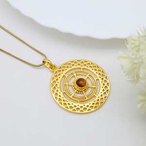 แฟชั่นใหม่เครื่องประดับ18พันจี้ทองชุบกับสร้อยคอตาเสือสําหรับผู้หญิงอัญมณีเล็กๆสไตล์ชาติพันธุ์รอบเรขาคณิต - Product Image 2