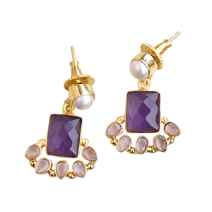 Pendientes de Latón Natural con Perlas Premium, Diseño de Piedra Natural en Bruto, Acabado de Latón Antiguo, Patrón de Diseñador Único, Listos para Enviar - Product Image 1