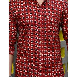 Chemise décontractée 100 % coton imprimée pour homme, manches longues, motifs floraux et pois, tissu popeline Oxford respirant, taille XL, offre ODM - Product Image 2