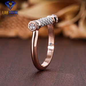 Bague en diamant Lab-Stone Party Wear 0.475 TDW Diamant taille ronde Or rose Couleur EF-VS - Product Image 6