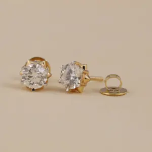 Pendientes Clásicos de Diamantes Cultivados en Laboratorio, Plata de Ley, Oro Rosa, Oro Blanco, Oro Amarillo, Chapados, 2.00 TCW, para Boda y Compromiso - Product Image 2