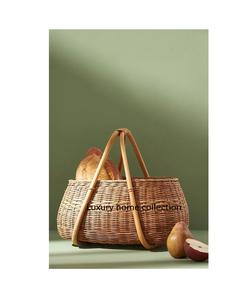 Panier rond élégant en rotin pour le pain aux fruits ou le centre de table décoratif avec détails tissés à la main - Product Image 2