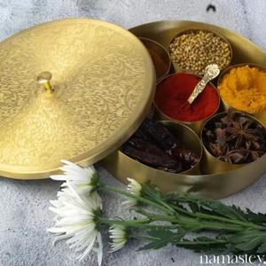 Shiny Gold Spice Treasure Box with Pretty Art Lid for Neat Cooking Space Dinner Table Charm and Home Decor Piece - Product Image 4