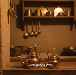 Teteras de Cobre Martillado Hechas a Mano con Asa de Latón, Estilo Vintage con Tapa, Ecológicas y Reciclables - Product Image 4