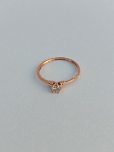 Anillo de Oro Sólido de 9K/14K/18K con Diamante Natural |   Joyería Fina de Lujo |   Anillo de Compromiso Minimalista con Diamante Real Certificado - Product Image 5