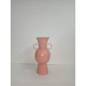 Jarrón Metálico Moderno de Color Rosa Mate con Forma de Bola y Asas de Anillo, Estilo Pastel Danés, Maceta de Hierro, Jarrón Geométrico Creativo para Decoración - Product Image 1