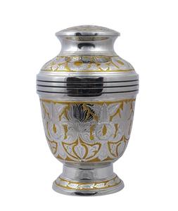 Urne de crémation adulte gravée à bordure argentée en laiton pour cendres humaines-Urne de cendres commémoratives funéraires artisanales-Grand enterrement - Product Image 5