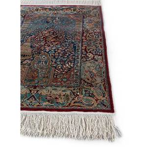 Tapis en soie bleue noué à la main Gulmarg Pae-4067, rectangulaire, en viscose, motif médaillon, patchwork abstrait, adapté aux voitures, pour la maison et les couloirs - Product Image 4