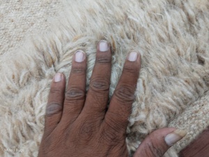 high cut pile and flat <b>Brown</b> Natural <b>Wool</b> Carpet Modern Geometric Boho Area Rug Soft Cozy Woolen Rug for Living Room Bedroom - Product Image 2