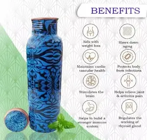 Botella de agua de cobre de calidad estándar con tapa para adultos para uso doméstico y regalos de negocios del fabricante indio - Product Image 5