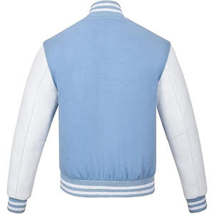 Veste universitaire en laine avec manches en cuir et patchs brodés, veste de baseball en toile de style letterman - Product Image 2