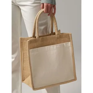 Borse Shopper Promozionali Sostenibili in Cotone e Juta con Tasche per Merchandising - Product Image 5