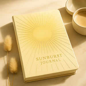 Diario LABON Sunburst Premium con Copertina Rigida Color Crema, Dettagli in Lamina Dorata per Appunti Quotidiani Consapevoli - Product Image 5