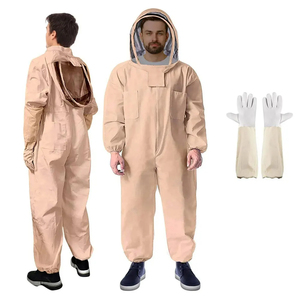 Equipo de apicultura Honey Bee Keepers Seguridad Aire Transpirable Algodón Cuerpo completo Traje protector de apicultura con velo Capucha Sombrero - Product Image 1