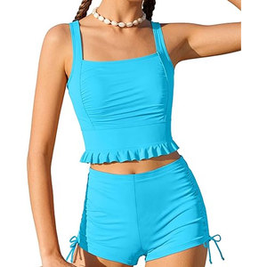 Conjunto de Top y Shorts de Baño para Mujer, Ajuste Cómodo, Tejido Transpirable, Ideal para Actividades Acuáticas - Product Image 1