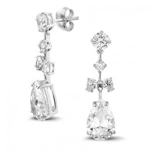 Boucles d'oreilles en forme de poire en diamant de culture, or blanc 18 carats, EF VS 6 CT 8 grammes, fournisseur en gros OEM, directement de l'usine, Vala Brothers - Product Image 1