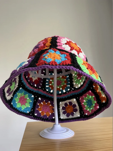 Colorful Granny Square Crochet <b>Bucket</b> <b>Hat</b> <b>Rainbow</b> Sun <b>Hat</b> for Cycling Outdoor Casual for Beach Travel Festival Summer Gift Idea - Product Image 5