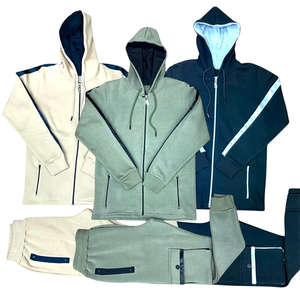 Ensemble de survêtement zippé à manches rayées de qualité supérieure Veste décontractée et joggers Ensemble 2 pièces pour homme - Product Image 1