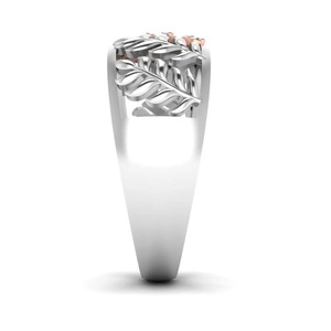 Meilleure vente Bague de mariage motif feuille d'argent 925 bicolore avec diamant rond Bijouterie fine minimaliste pour femmes au meilleur prix - Product Image 2