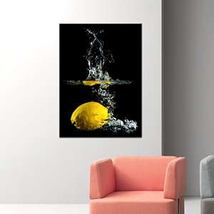 Impression sur toile moderne jaune vif - Décoration élégante pour cuisine, encadrée style galerie - Product Image 1