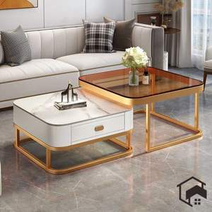 Matériau le plus vendu Texture de marbre supérieure Fer forgé Minimaliste Mobilier de bureau et de maison pour le salon Table basse de luxe - Product Image 2