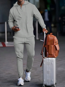 Latest Design Sport <b>Plus</b> <b>Size</b> Casual Solid 2-Piece Men's 100% Cotton Fleece Tracksuit Sets High Quality Custom Print Logo - Product Image 5