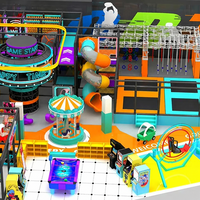 Parc de trampolines intérieur néon, structure d'escalade, piscine à balles, toboggan, équipement personnalisé pour centre de divertissement familial