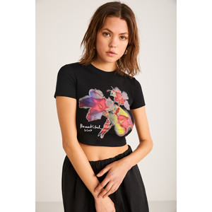 ETHIQUET JESS T-shirt court à manches courtes et col rond pour femme avec détails imprimés floraux - Product Image 2