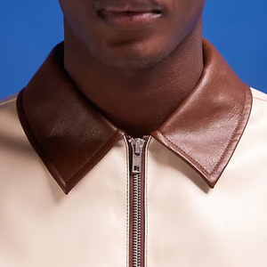 Chaqueta de invierno de cuero genuino para hombre de nuevo estilo, cuello levantado, Material de alta calidad, a prueba de viento, impermeable, logotipo personalizado - Product Image 3