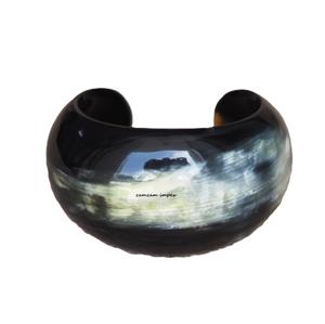 Handmade Natural Dome-Shaped Buffalo Horn Bracelet Eco-Friendly Sustainable Fashion Statement <b>Wristband</b> Jewelry for Lovers - Product Image 1