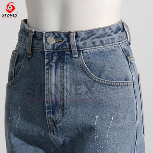 Venta al por mayor de alta calidad con estilo Casual Slim Fit Jeans Mujeres High Street High Rise Wide Leg Girls Denim Pants - Product Image 5