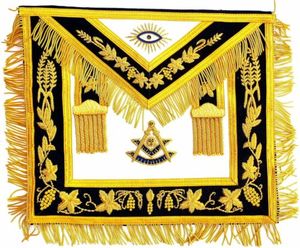 Alta calidad hecho a mano lingotes de oro bordado masónico pasado maestro Oversleeve calidad delantal de cuero - Product Image 1