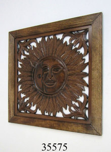 Panel de Pared Decorativo para el Hogar, Tallado en Madera, Diseño Floral, India - Product Image 2