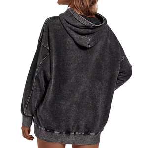 Sweat à capuche unisexe d'hiver rouge délavé à l'acide avec fermeture éclair, streetwear, pull-over, design brodé de lettres, 100% coton, mode décontractée pour homme/femme - Product Image 3