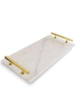 Metallic Trim Steel and Marble <b>Shelving</b> Luxury Decorative Brass Lid Edge Canisters Tray Luxury Marble Gold Edge Block - Product Image 2