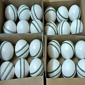 100% Pure Cowhide Leather <b>White</b> Color <b>Cricket</b> Ball Set of 4 Piece High Quality Custom Leather <b>Cricket</b> Hardball Hand Stitched - Product Image 1