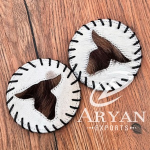 Handmade Longhorn Round Cowhide Coasters Set Western <b>Hair</b> on Hide Genuine Leather Coaster for Drinks Western Home Decor Gifts - Product Image 1