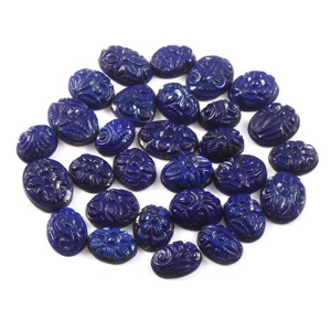 Lapis Lazuli sculpté à la main forme ovale sculpture pierre précieuse pour les utilisations de bijoux lot de mélange de produits en vrac faits à la main - Product Image 2