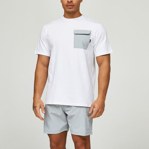 Customizable Men's Summer Jogging Suit Breathable Two-Piece 100% Cotton <b>Knitted</b> Shorts and T-shirt <b>Set</b> High Quality - Product Image 1