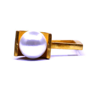 Perle d'eau douce plaquée or Charme précieux original Bague de fiançailles naturelle brillante minimaliste Tendance - Product Image 2