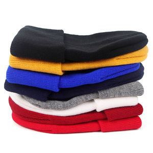 Gorro de punto liso con estampado bordado de logotipo personalizado de alta calidad, gorro de punto liso con tinte plegable, sombrero de Toque promocional al por mayor, lazos de escena de playa - Product Image 4